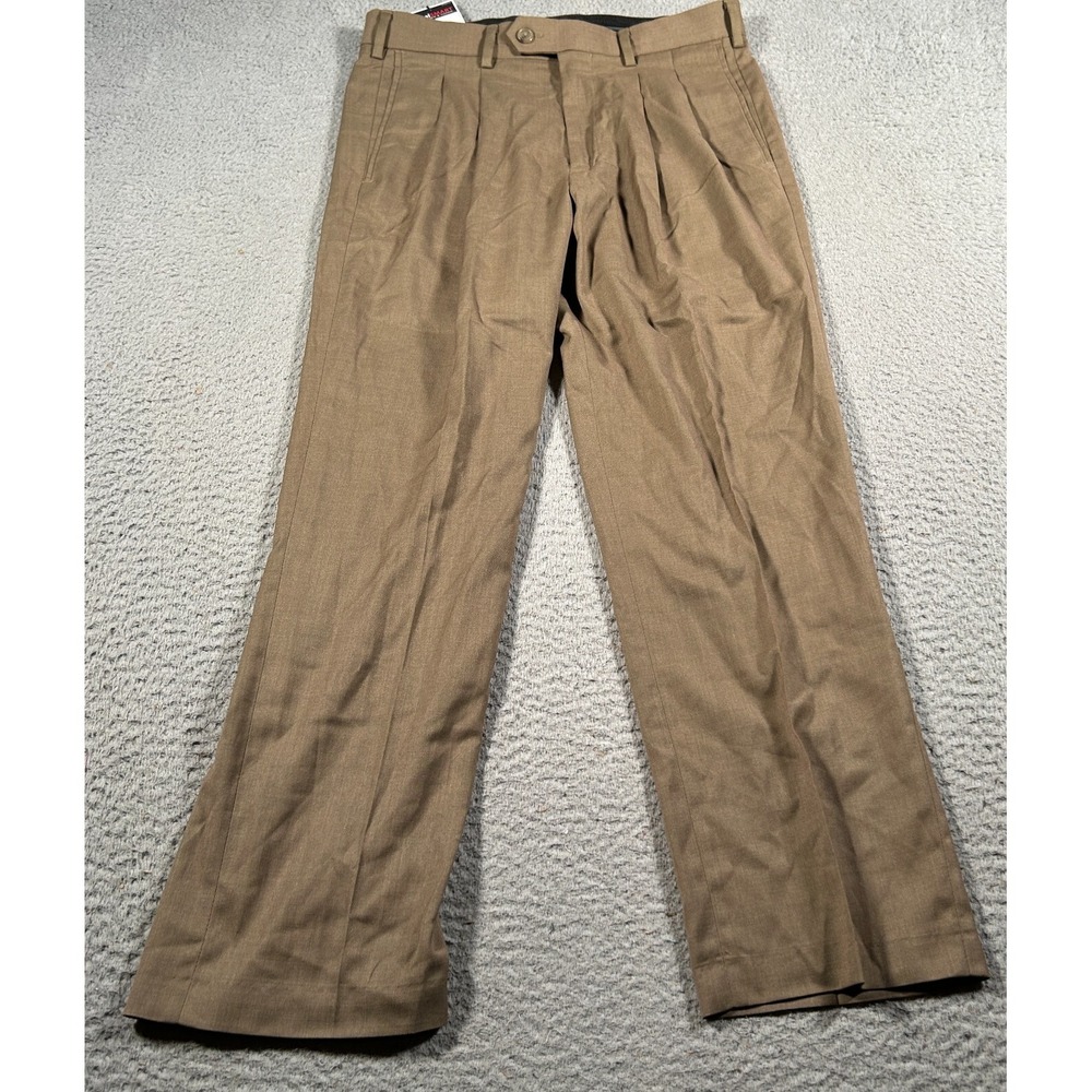 Roundtree & Yorke Travel Smart Pants Men Size 30x30 Khaki Workwear Casual NWT